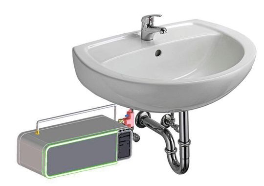 Das Messsystem unter einem Waschbecken