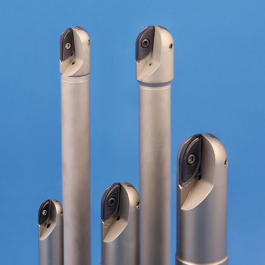 These new ball-shaped copy mills are suitable for roughing and finishing operations with effectively two cutting edges at the tool circumference. These new ball-shaped copy mills are suitable for roughing and finishing operations with effectively two cutting edges at the tool circumference.