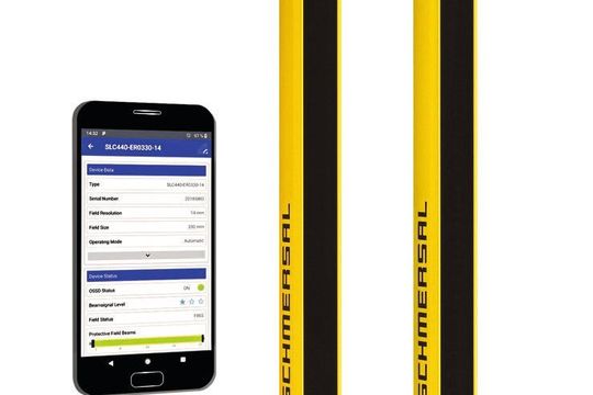 Alle Status- und Diagnosedaten über den Betriebszustand des Sicherheitslichtgitters sind ganz einfach und in Echtzeit über Smartphones oder Tablets abrufbar.