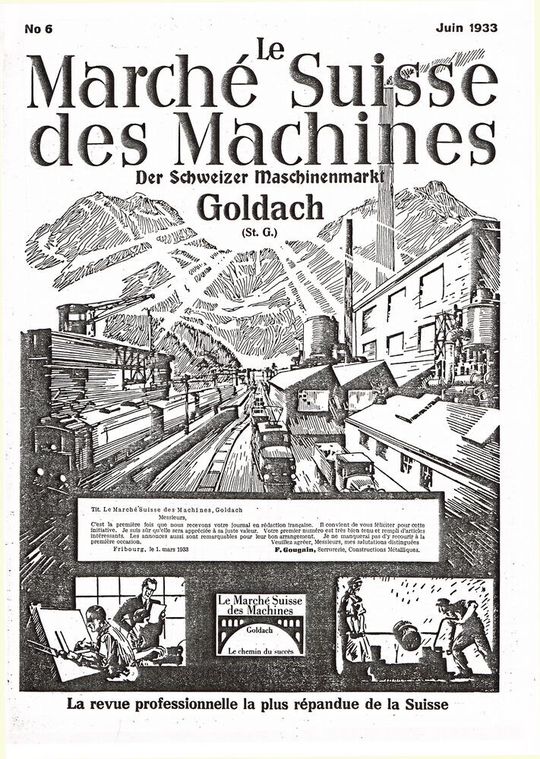 Page de couverture de janvier 1933 soit la première publication du MSM - Marché Suisse des Machines. Page de couverture de janvier 1933 soit la première publication du MSM - Marché Suisse des Machines.