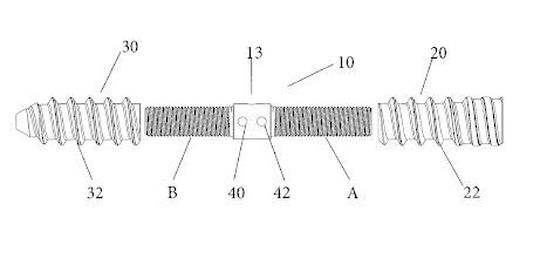 Schraube zur Wirbel- oder Knochenstabilisierung. Schraube zur Wirbel- oder Knochenstabilisierung.
