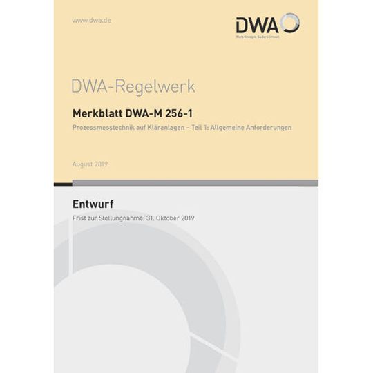 Die Deutsche Vereinigung für Wasserwirtschaft, Abwasser und Abfall e.V. (DWA) hat den Entwurf des Merkblatts „Prozessmesstechnik auf Kläranlagen – Teil 1: Allgemeine Anforderungen“, vorgelegt. Die Deutsche Vereinigung für Wasserwirtschaft, Abwasser und Abfall e.V. (DWA) hat den Entwurf des Merkblatts „Prozessmesstechnik auf Kläranlagen – Teil 1: Allgemeine Anforderungen“, vorgelegt.