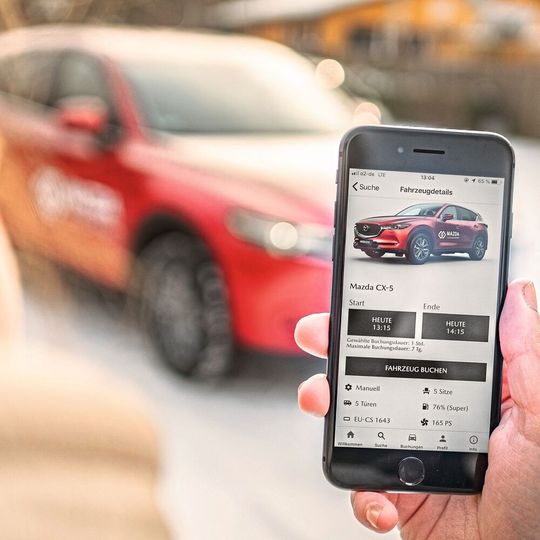 Die Mazda-Carsharingautos konnten per App gebucht werden. Die Mazda-Carsharingautos konnten per App gebucht werden.