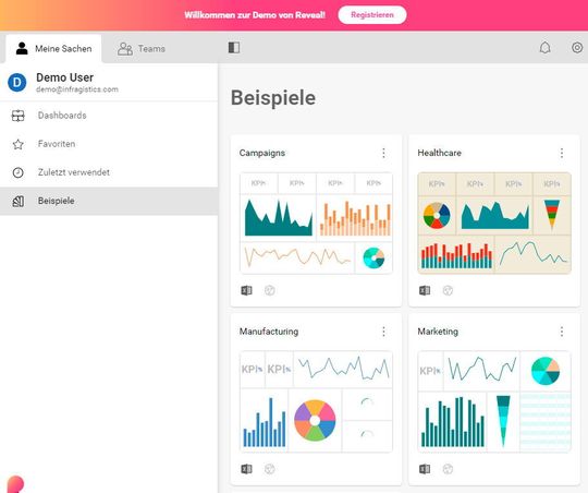 Die BI-Plattform Reveal soll Analysen und Dashboards für geschäftlich genutzte Anwendungen liefern. Die BI-Plattform Reveal soll Analysen und Dashboards für geschäftlich genutzte Anwendungen liefern.