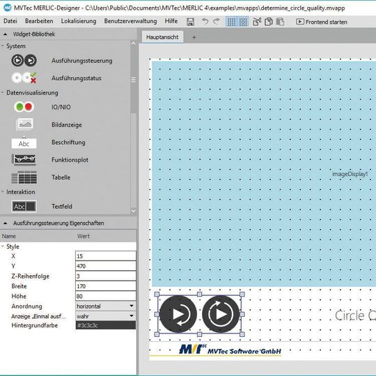 Bild 1: Im MERLIC-Designer lässt sich ein beliebiges Frontend-Design erstellen. Alle Elemente, d.h. Widgets, die per Drag & Drop in den Arbeitsbereich auf der rechten Seite eingefügt werden, sind im Frontend sichtbar. Bild 1: Im MERLIC-Designer lässt sich ein beliebiges Frontend-Design erstellen. Alle Elemente, d.h. Widgets, die per Drag & Drop in den Arbeitsbereich auf der rechten Seite eingefügt werden, sind im Frontend sichtbar.