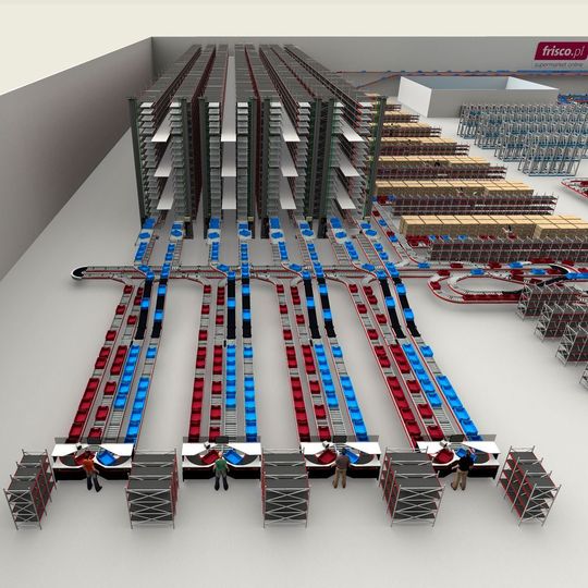 Das viergassige Shuttlelager mit 36.000 Palettenstellplätzen bildet das Herzstück des Distrbutionszentrums. Das viergassige Shuttlelager mit 36.000 Palettenstellplätzen bildet das Herzstück des Distrbutionszentrums.