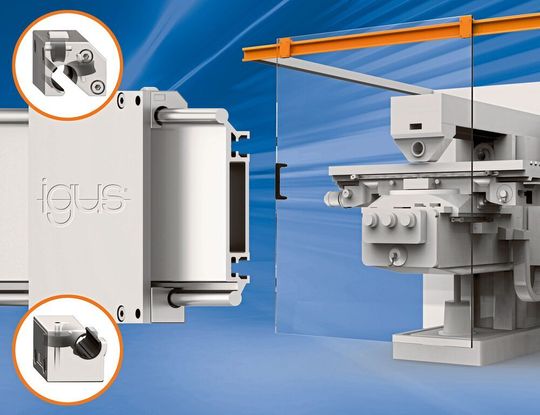 Zwei schmiermittelfreie Hybrid-Rollenlager ermöglichen zum Beispiel ein leichtes Verstellen von Türen in der seitlichen Einbaulage.