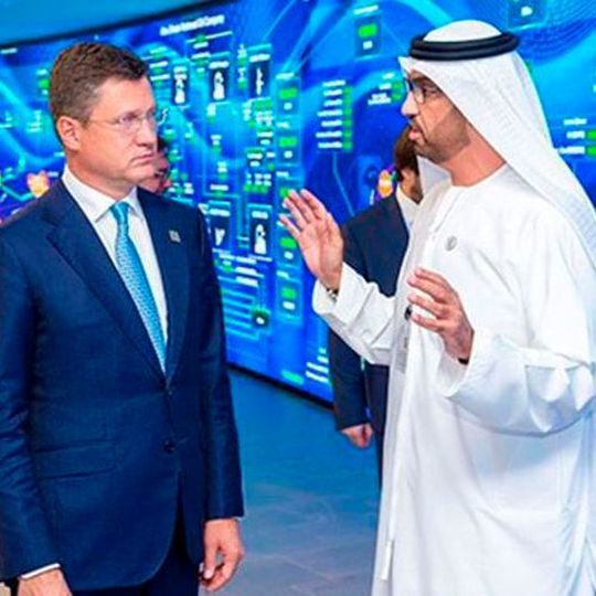 His Excellency Dr. Sultan Ahmed Al Jaber, UAE Minister of State and Group CEO of Adnoc and Alexander Novak, Minister of Energy of the Russian Federation met to explore potential opportunities for collaboration. His Excellency Dr. Sultan Ahmed Al Jaber, UAE Minister of State and Group CEO of Adnoc and Alexander Novak, Minister of Energy of the Russian Federation met to explore potential opportunities for collaboration.