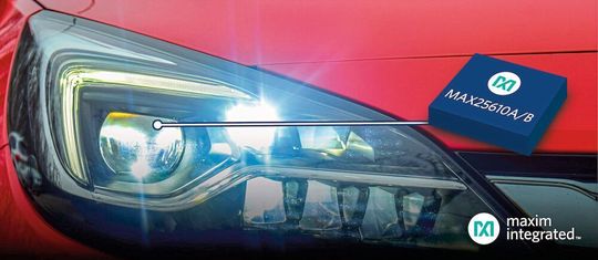 Die Treiber ICs MAX25610A und MAX25610B sind speziell für Anwendungen im Kfz entwickelt. Es lassen sich bis zu acht High-Brightness-LEDs direkt über die Autobatterie ansteuern. Die Treiber ICs MAX25610A und MAX25610B sind speziell für Anwendungen im Kfz entwickelt. Es lassen sich bis zu acht High-Brightness-LEDs direkt über die Autobatterie ansteuern.