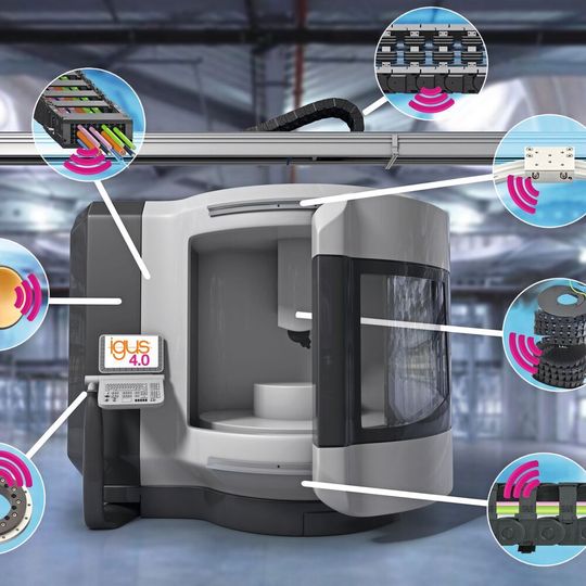 Durch Smart Plastics von Igus lassen sich die Ausfallsicherheit von Werkzeugmaschinen erhöhen, Wartungseinsätze präzise planen und dadurch Kosten sparen. Durch Smart Plastics von Igus lassen sich die Ausfallsicherheit von Werkzeugmaschinen erhöhen, Wartungseinsätze präzise planen und dadurch Kosten sparen.