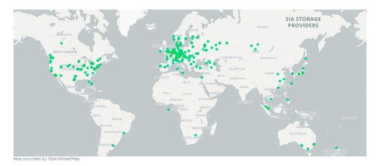 Die Anbieter von dezentralisiertem Speicher im Sia-Netzwerk sind über mehrere Kontinente zerstreut.