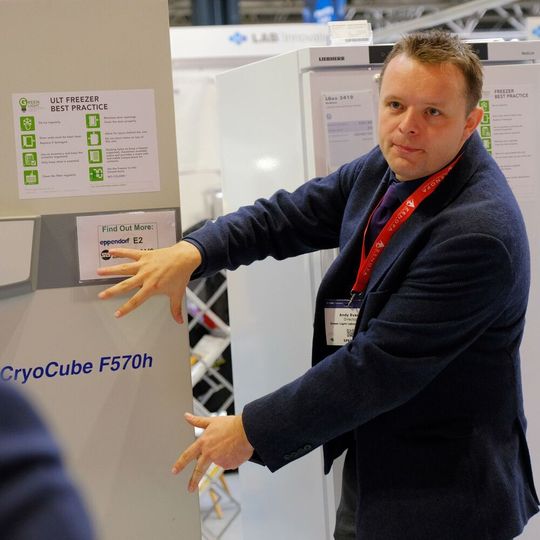Andy Evans in action in the Lab Innovations’ Sustainable Laboratory zone Andy Evans in action in the Lab Innovations’ Sustainable Laboratory zone