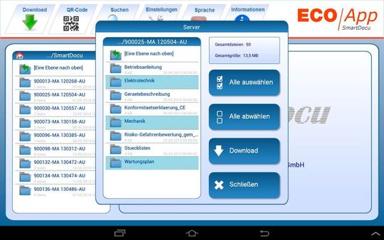 Über die Verbindung zum Server, der wahlweise lokal vor Ort oder beim Anbieter Glaub Solutions verwaltet wird, lassen sich die aktuellsten Dokumentationen herunterladen.