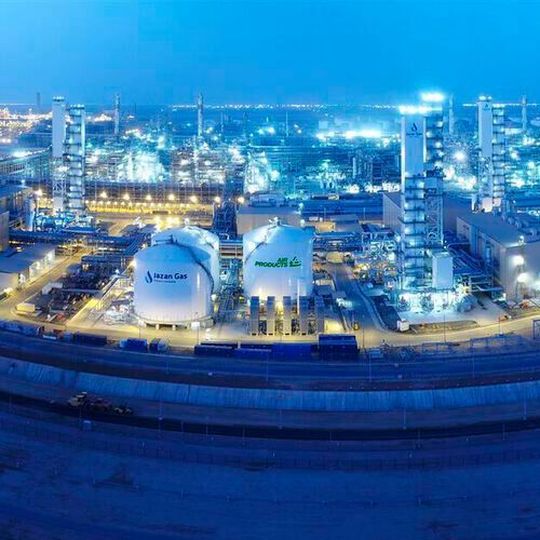 Night shot of the facility at Jazan Economic City in Saudi Arabia. Night shot of the facility at Jazan Economic City in Saudi Arabia.