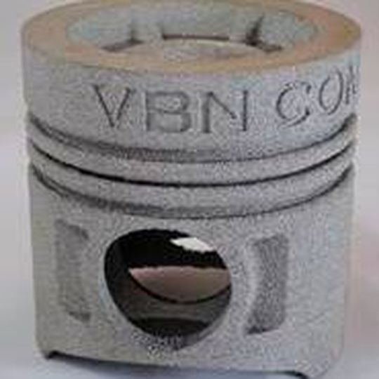A hollow and light piston that was 3D printed with cemented carbide Vibenite 480. A hollow and light piston that was 3D printed with cemented carbide Vibenite 480.