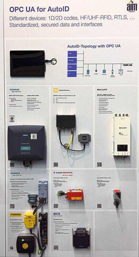 Wie am OPC Foundation Messestand auf der SPS 2018 zu sehen war, sind inzwischen Barcode-, HF- und UHF-Geräte mit OPC-UA-Schnittstelle verfügbar.