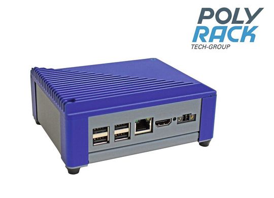 Das Aluminium-Tischgehäuse der Polyrack Tech-Group verfügt über ein austauschbares I/O-Shield und einen massiven Aluminiumdeckel zur Wärmeabfuhr.