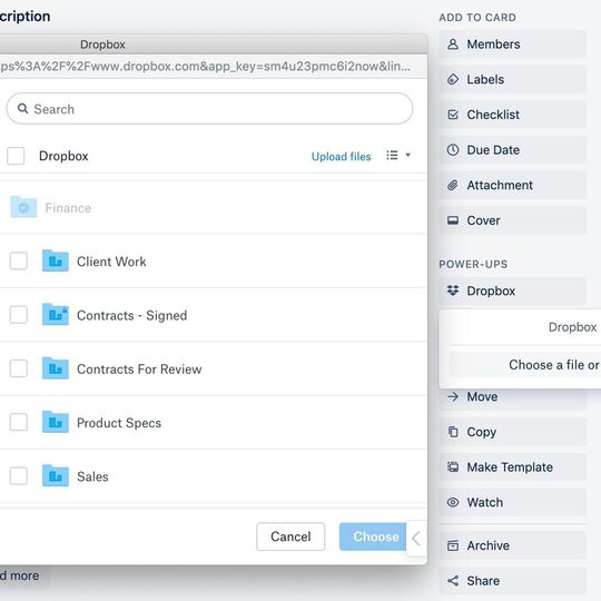 Dropbox-Inhalte lassen sich dank neuer Integrationen direkt in Trello-Karten einbinden. Dropbox-Inhalte lassen sich dank neuer Integrationen direkt in Trello-Karten einbinden.