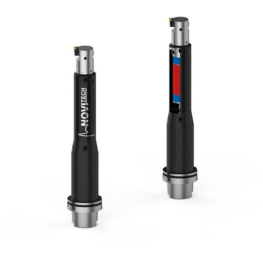 Das neue Zwischenmodul Novitech von Wohlhaupter eignet sich speziell für komplexe Bohrungsbearbeitungen mit lang auskragenden Werkzeugen bis 10×D und einem Durchmesserbereich zwischen 50 und 205 mm, sagt der Hersteller. Das neue Zwischenmodul Novitech von Wohlhaupter eignet sich speziell für komplexe Bohrungsbearbeitungen mit lang auskragenden Werkzeugen bis 10×D und einem Durchmesserbereich zwischen 50 und 205 mm, sagt der Hersteller.