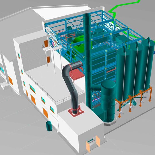 Glatt 3D-Planung für die Produktionsanlage zur Herstellung von phosphathaltigen Düngern aus Klärschlammaschen für Seraplant in Haldensleben. Glatt 3D-Planung für die Produktionsanlage zur Herstellung von phosphathaltigen Düngern aus Klärschlammaschen für Seraplant in Haldensleben.