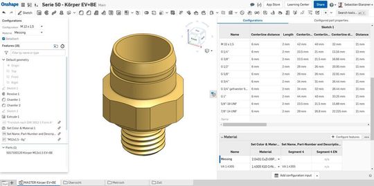 Die cloud-basierte Plattform Onshape bietet einige Funktionen, die das Erstellen verschiedener Varianten vereinfachen.