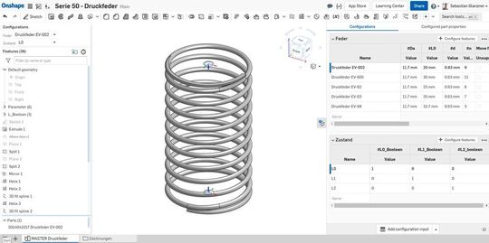 Diese Druckfeder ist auch ein gutes Beispiel für die Verwendung einer Konfuguration.