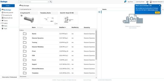 Alle drei Wochen gibt es bei Onshape ein Update, sodass immer alle auf dem aktuellen Stand sind.