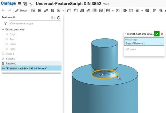 Ein Unterschied zu anderen CAD-Programmen ist, dass bei Onshape keine Makros verwendet werden können. Statt dessen werden Feature programmiert.