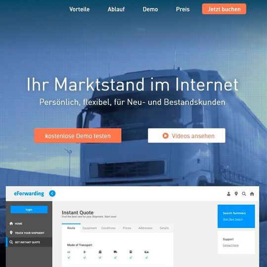 Die Plattform „eForwarding“ kann entweder isoliert angewendet oder ins firmeneigene Transportmanagementsystem (TMS) integriert werden. Die Plattform „eForwarding“ kann entweder isoliert angewendet oder ins firmeneigene Transportmanagementsystem (TMS) integriert werden.