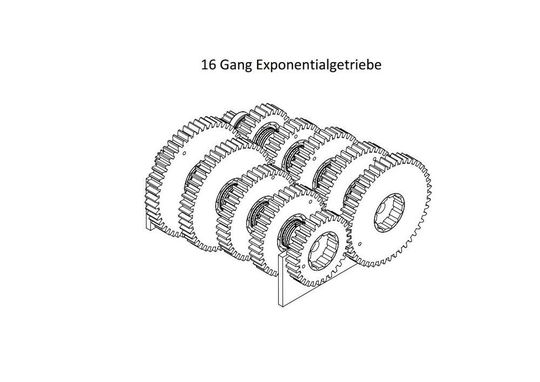 Einfacher Aufbau eines 16-Gang Exponentialgetriebes.