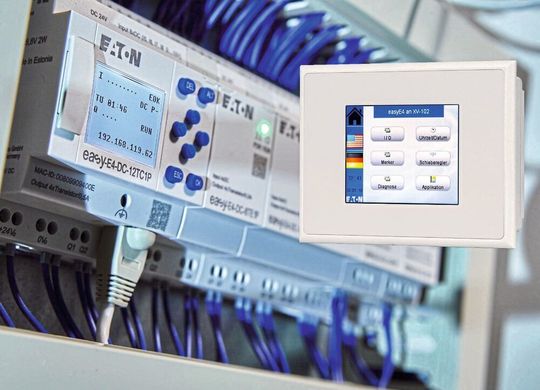 Das easy E4-Sortiment von Eaton wird um ein vollgrafisches Toupanel erweitert. Das easy E4-Sortiment von Eaton wird um ein vollgrafisches Toupanel erweitert.