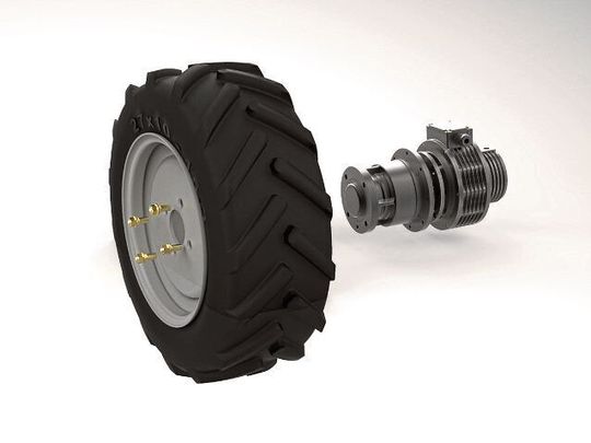 Die Einzelradantriebe bestehen aus Scheibenläufermotoren mit integrierten Planetengetrieben und Radlagern und passenden intelligenten Motorreglern. Die Einzelradantriebe bestehen aus Scheibenläufermotoren mit integrierten Planetengetrieben und Radlagern und passenden intelligenten Motorreglern.