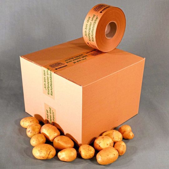 Die Grundrohstoffe der Nassklebestreifen von Schümann sind Kraftpapier und Kartoffelstärke. Die Grundrohstoffe der Nassklebestreifen von Schümann sind Kraftpapier und Kartoffelstärke.