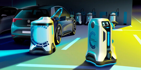 VW's charging robot and mobile energie storage devices.