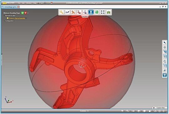 Mit dem „3D_Evolution Simplifier“ kann die kleinstmögliche Verpackung als Kugel oder Box automatisch berechnet werden. Mit dem „3D_Evolution Simplifier“ kann die kleinstmögliche Verpackung als Kugel oder Box automatisch berechnet werden.