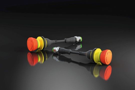 Not-Halt mit 4-poligem M12 Kabelanschluss für Einbauöffnungen mit 22,3 mm. Not-Halt mit 4-poligem M12 Kabelanschluss für Einbauöffnungen mit 22,3 mm.