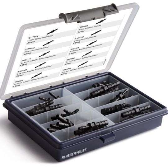 Der Anwender kann die Schlauchverbinder dank der speziellen Ausformung des Mittelteils mit einem Kabelbinder gegen seitliches Verrutschen sichern. Der Anwender kann die Schlauchverbinder dank der speziellen Ausformung des Mittelteils mit einem Kabelbinder gegen seitliches Verrutschen sichern.