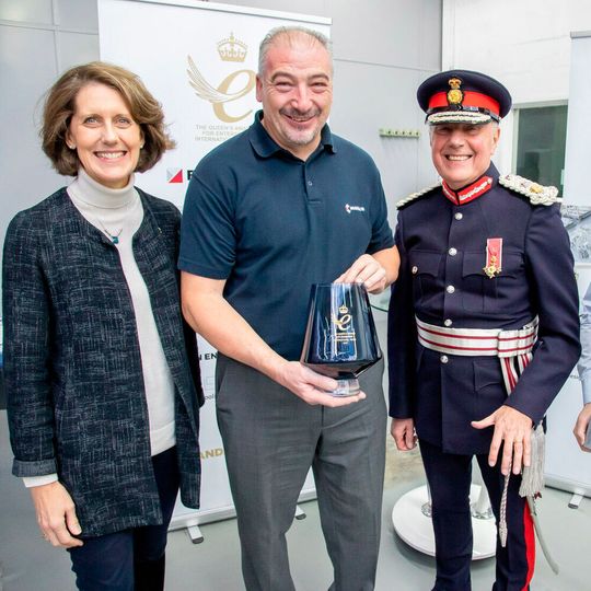 (l-r) Fiona Petit (Family Shareholder), Martin Philpot (one of the company’s most experienced toolmakers), Lord-Lieutenant John Crabtree (l-r) Fiona Petit (Family Shareholder), Martin Philpot (one of the company’s most experienced toolmakers), Lord-Lieutenant John Crabtree