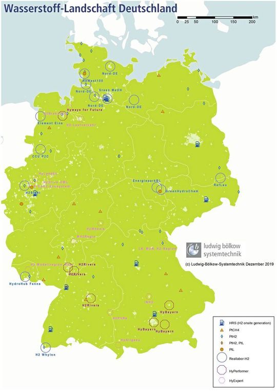 Die Standorte von Power-to-Gas-Anlagen in Deutschland.