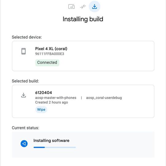 Mit dem Android Flash Tool ist es möglich, offizielle AOSP-Build direkt über den Browser auf Pixel-Geräten und HiKey-Referenzboards zu installieren. Mit dem Android Flash Tool ist es möglich, offizielle AOSP-Build direkt über den Browser auf Pixel-Geräten und HiKey-Referenzboards zu installieren.