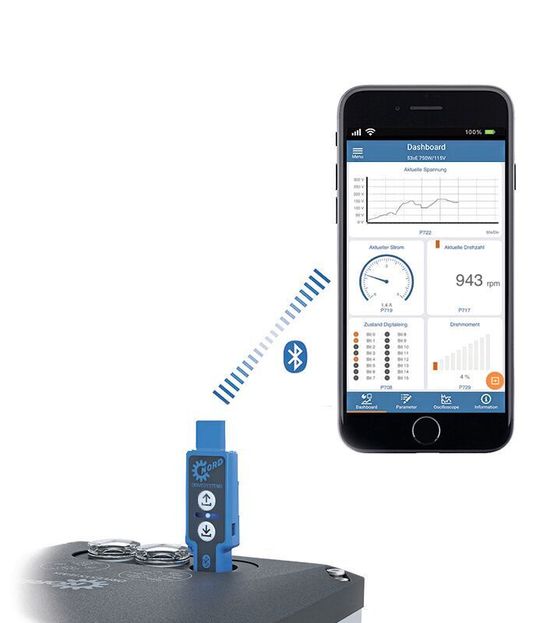 Die Nordcon-App und der Nordac Accesss BT ermöglichen eine mobile Inbetriebnahme und schnelleren Service Servicelösung für alle Nord-Antriebe. Die Nordcon-App und der Nordac Accesss BT ermöglichen eine mobile Inbetriebnahme und schnelleren Service Servicelösung für alle Nord-Antriebe.