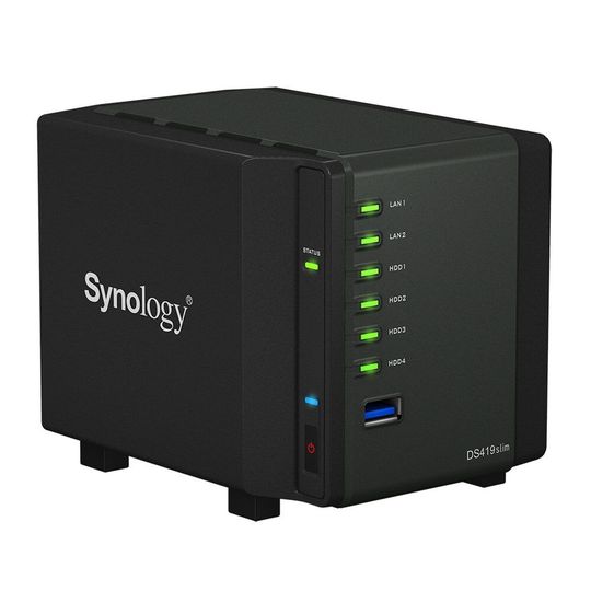 Nur eine Variante der großen und weit verbreiteten DiskStation-Familie von Synology: DS419slim. Nur eine Variante der großen und weit verbreiteten DiskStation-Familie von Synology: DS419slim.