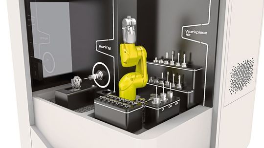 Nagel präsentiert auf der Grindtec 2020 eine Honmaschine für Durchmesser bis 40 mm mit vollautomatischem Rüsten und Teilehandling. Nagel präsentiert auf der Grindtec 2020 eine Honmaschine für Durchmesser bis 40 mm mit vollautomatischem Rüsten und Teilehandling.