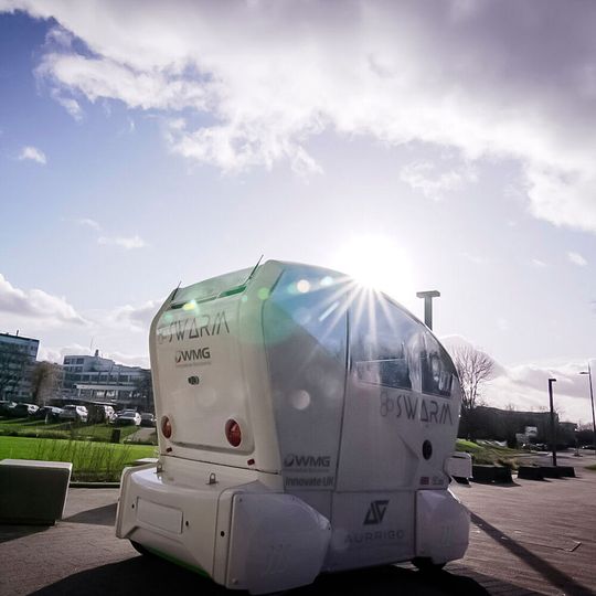 Autonomous pods born in Coventry are now able to swarm together in a world first, thanks to research by WMG at the University of Warwick in partnership with Aurrigo and Milton Keynes council. Autonomous pods born in Coventry are now able to swarm together in a world first, thanks to research by WMG at the University of Warwick in partnership with Aurrigo and Milton Keynes council.
