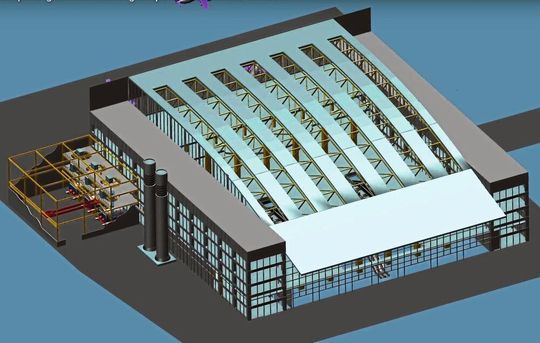 Aus der 3D-Planung entsteht das virtuelle Abbild der Fabrik, die sich mithilfe eines Virtual-Reality-Viewers jeder Mitarbeiter vorab betrachten kann. Aus der 3D-Planung entsteht das virtuelle Abbild der Fabrik, die sich mithilfe eines Virtual-Reality-Viewers jeder Mitarbeiter vorab betrachten kann.