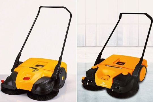 Zum Verwechseln ähnlich: Links die original Kehrmaschine, rechts das Plagiat aus China. Zum Verwechseln ähnlich: Links die original Kehrmaschine, rechts das Plagiat aus China.