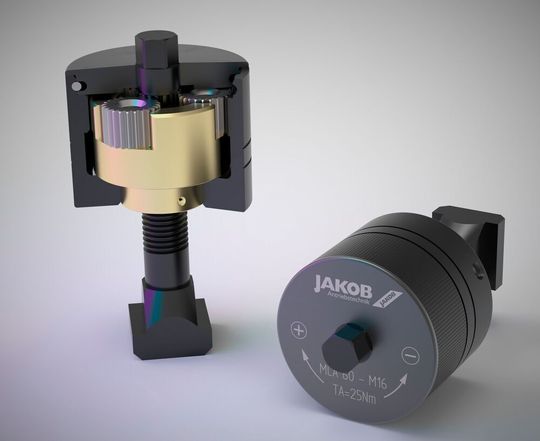 Die Kraftspannmutter-Reihe MCA von Jakob Antriebstechnik ist mit Spannschrauben von M12 bis M64 und mit Spannkräften bis 200 kN im Standardprogramm erhältlich, heißt es. Die Kraft für die Werkstückfixierung werde bei diesem System ohne zusätzliche Installationsaufwand maximal und sicher aufgebaut. Die Kraftspannmutter-Reihe MCA von Jakob Antriebstechnik ist mit Spannschrauben von M12 bis M64 und mit Spannkräften bis 200 kN im Standardprogramm erhältlich, heißt es. Die Kraft für die Werkstückfixierung werde bei diesem System ohne zusätzliche Installationsaufwand maximal und sicher aufgebaut.