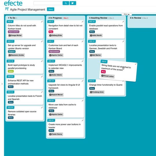 Über die Service-Management-Plattform von Efecte lassen sich eigene Ideen teilen, hier das Kanban-Board der „Scaled Agile Framework“-orlage. Über die Service-Management-Plattform von Efecte lassen sich eigene Ideen teilen, hier das Kanban-Board der „Scaled Agile Framework“-orlage.
