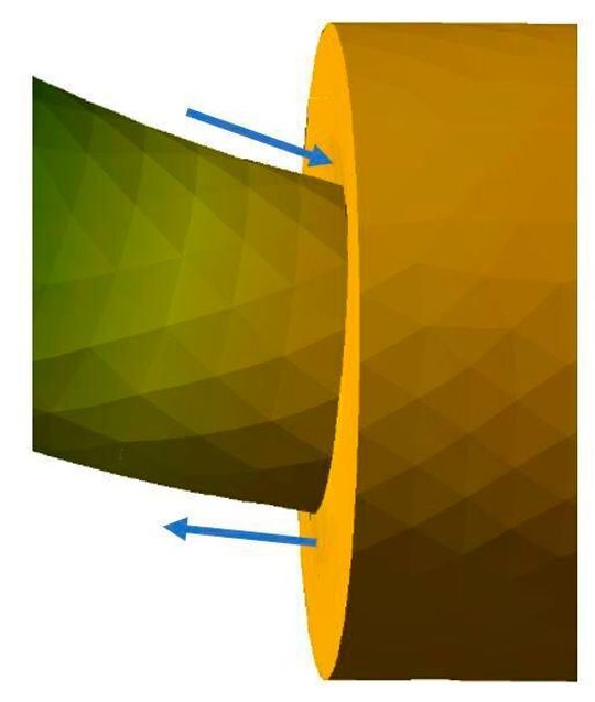 Bild 4: Verwölbung der Stirnfläche.