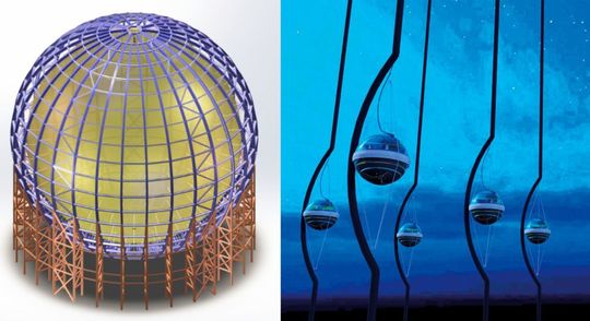 JUNO-Detektor (links) und IceCube-Detektor (rechts) JUNO-Detektor (links) und IceCube-Detektor (rechts)